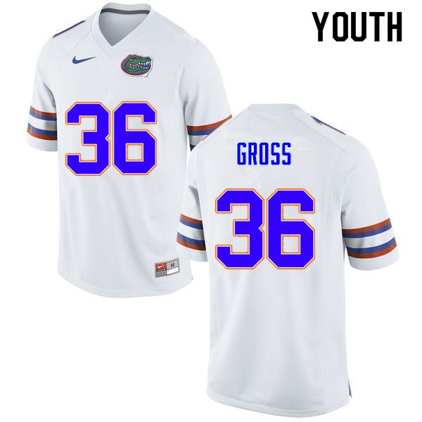 Youth #36 Dennis Gross Florida Gators College Football Jersey White